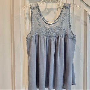 InTu Lace‎ Sleeveless Soft Vintage Blue Top L